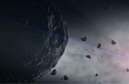 Ilustración que muestra a Bennu y otros asteroides.  NASA