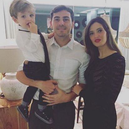 Iker Casillas with Sara Carbonero and their son Martín.