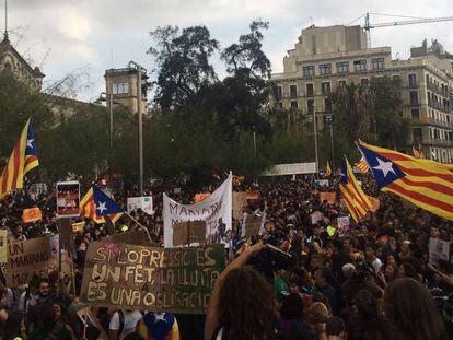 Demonstrators in Barcelona on Thursday.