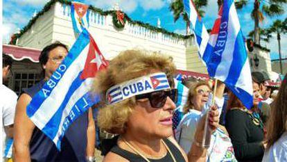 Cubans in Miami celebrating Fidel Castro's death in November 2016.