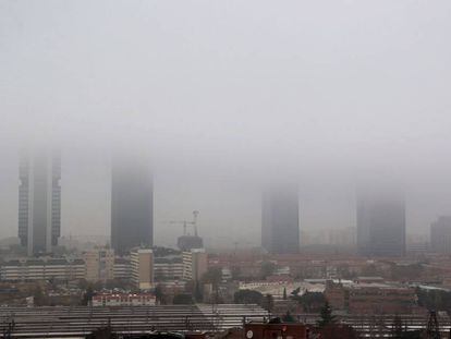 Views of foggy Madrid on Thursday morning.