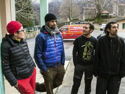 Four of the seven spelunkers pictured after being rescued.