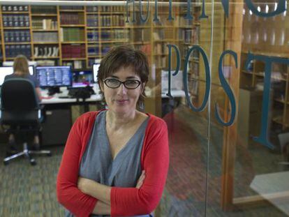 Journalist Montserrat Dom&iacute;nguez, pictured in the Spanish offices of the Huffington Post.  