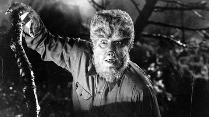 Lon Chaney Jr. in the movie 'The Wolf Man', directed by George Waggner in 1941.