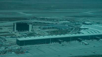 An aerial view of the new Felipe Ángeles Airport in Mexico.