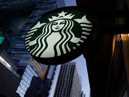 A Starbucks sign is show on one of the companies stores in Los Angeles, California, on October 19, 2018.