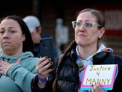 Oriana Winkoff joins a demonstration to support the family of Manny Ellis in Tacoma, Washington, U.S., December 21, 2023.