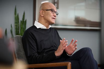 Satya Nadella, chief executive officer of Microsoft Corp., speaks during an interview in Redmond, Washington, on March 15, 2023.