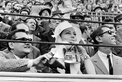 Ava Gardner attends a bullfight in Las Ventas ring in Madrid, in 1961.