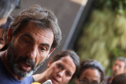 Òscar Camps, founder of Proactiva Open Arms NGO, talks to reporters in Madrid.