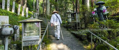 A pilgrim walks the Way of the 88 Temples on the island of Shikoku.