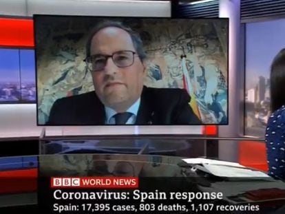 Catalan premier Quim Torra during the BBC interview.