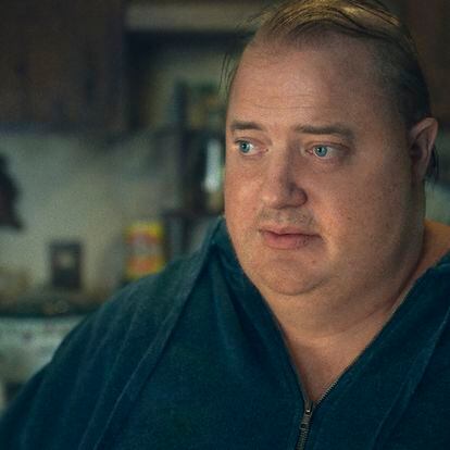 This image released by A24 shows Brendan Fraser in a scene from "The Whale." (A24 via AP)