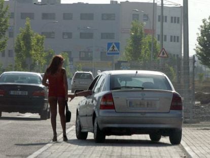 A prostitute working in a street in southern Madrid.