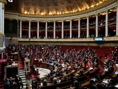 French lawmakers gather at the National Assembly in Paris, on March 20, 2023.
