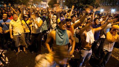 Opposition supporters hold a demonstration in Caracas on Monday night to demand a full recount of Sunday&#039;s presidential vote.