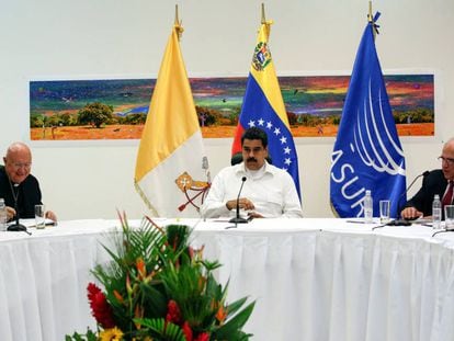 President Nicolás Maduro at Sunday's talks.