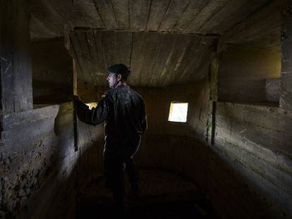 Sergeant Quirós in one of the bunkers.