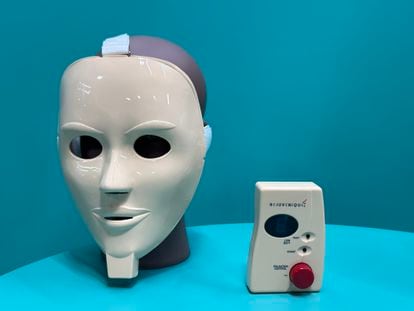 The Rejuvenique face mask from 1999, on display at CES 2023 in Las Vegas.