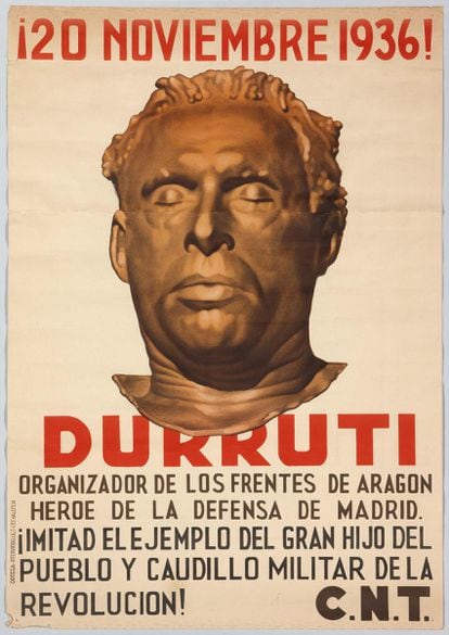 '¡20 noviembre 1936! Durruti', cartel anónimo de 1936, expuesto en el museo.