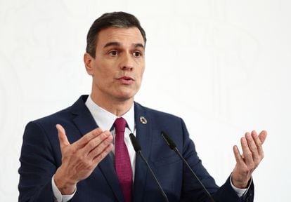 Pedro Sánchez during Tuesday's press conference