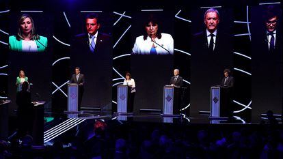 The candidates during the debate.