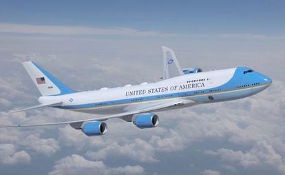 This artist rendering provided by the U.S. Air Force shows the new livery design for the new Air Force One, selected by President Joe Biden.