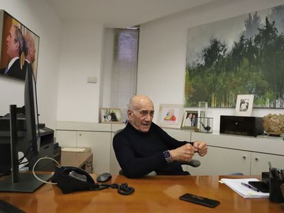 Former Israeli prime minister Ehud Olmert in his Tel Aviv office; December 31, 2023.