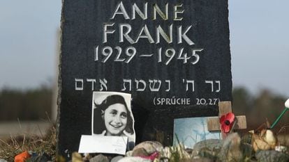 A memorial to Anne Frank and her sister Margot at Bergen-Belsen.
