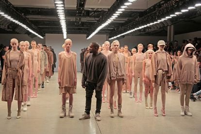 Kanye West at a show for his Yeezy clothing brand in 2015.