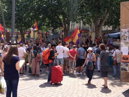 A pro-republic demonstration in Tirso de Molina square in Madrid.