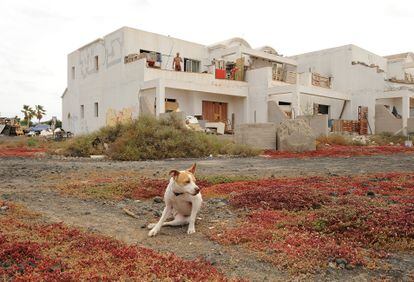 Squatter homes in developments that were halted due to building irregularities in Costa Teguise, Lanzarote in June 2021.
