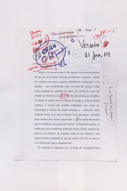 Páginas iniciales de la versión 3 de la novela En agosto nos vemos de Gabriel García Márquez