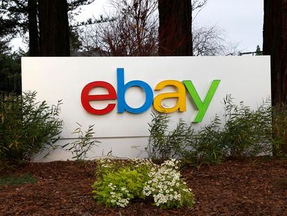 eBay signage in front of the eBay Corporate Headquarters in San Jose, California, USA, 26 January 2024.