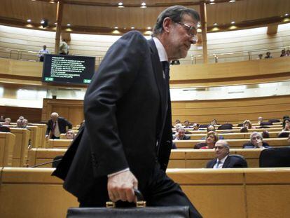Prime Minister Mariano Rajoy after delivering his address to the Senate.