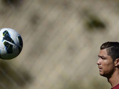 Cristiano Ronaldo in training with the Portuguese national squad.