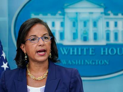 Domestic Policy Adviser Susan Rice speaks during a briefing at the White House in Washington, Wednesday, Aug. 24, 2022