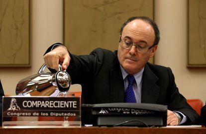 Bank of Spain governer Luis Mar&iacute;a Linde during a recent appearance in Congress. 