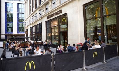 Customers at a McDonald's chain restaurant in London last July.