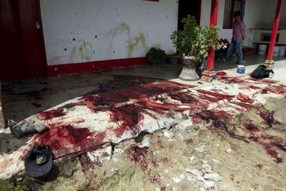 The scene where 10 people were shot dead in Colombia.