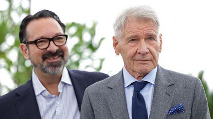 James Mangold and Harrison Ford during the screening of 'Indiana Jones and the Dial of Destiny' at the 2023 Cannes Film Festival.