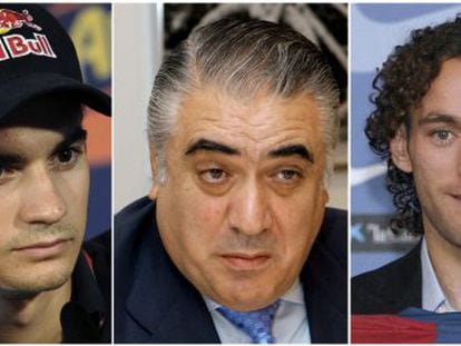 Dani Pedrosa, Lorenzo Sanz and Gabi Milito, all of whom appear on the tax debtors list.