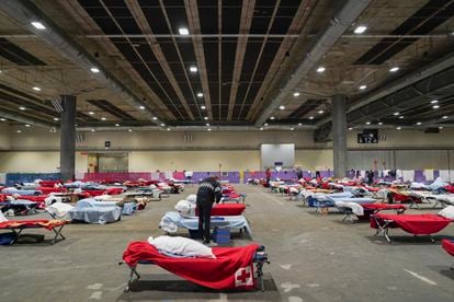 The emergency shelter at Madrid’s Ifema convention center.