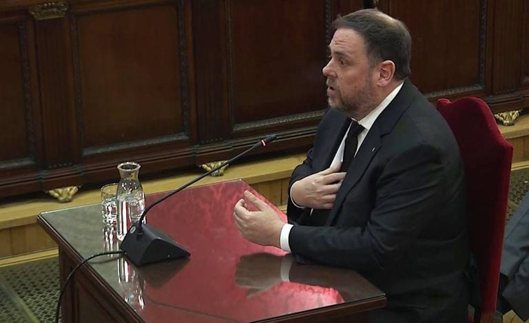 Oriol Junqueras speaks in the Supreme Court today.
