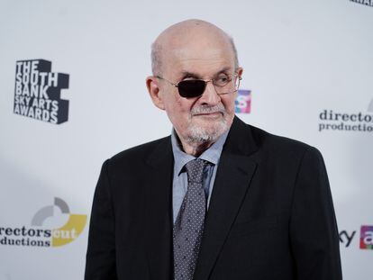 Salman Rushdie before receiving his Outstanding Achievement award at the South Bank Sky Arts Awards at The Savoy in London, July 2, 2023.