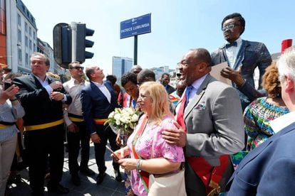 Inauguration of the square named after Patrice Lumumba in Brussels, in 2018.