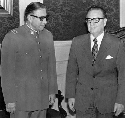 Augusto Pinochet, left, with Salvador Allende, on August 23, 1973.