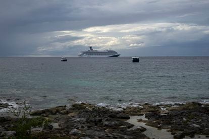 A cruise ship near the area where authorities are planning to build a fourth pier on the Mexican island of Cozumel. 