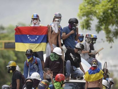 Opposition protesters in Caracas.