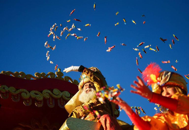 A Three Kings parade in Seville, Spain.